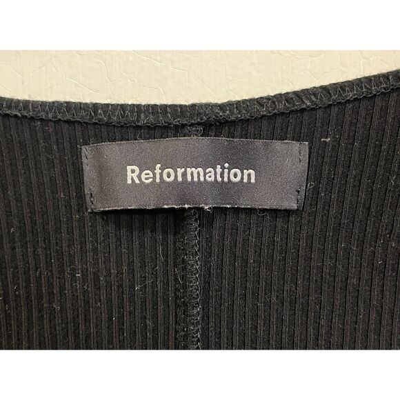 REFORMATION Black Ribbed Sweatheart Shirt Top Tee Women's Size Small - Picture 3 of 9